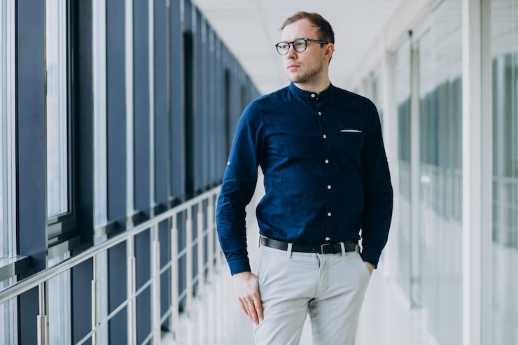 Comfortable cotton casual shirts for men over 40 with extra room around the waist.